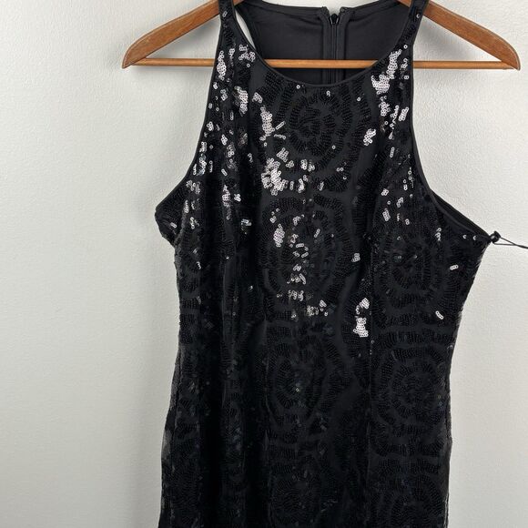 NWT Calvin Klein Mid-length Sequin Sheath Black Dress Sz 10 Cocktail Wedding - Picture 8 of 10